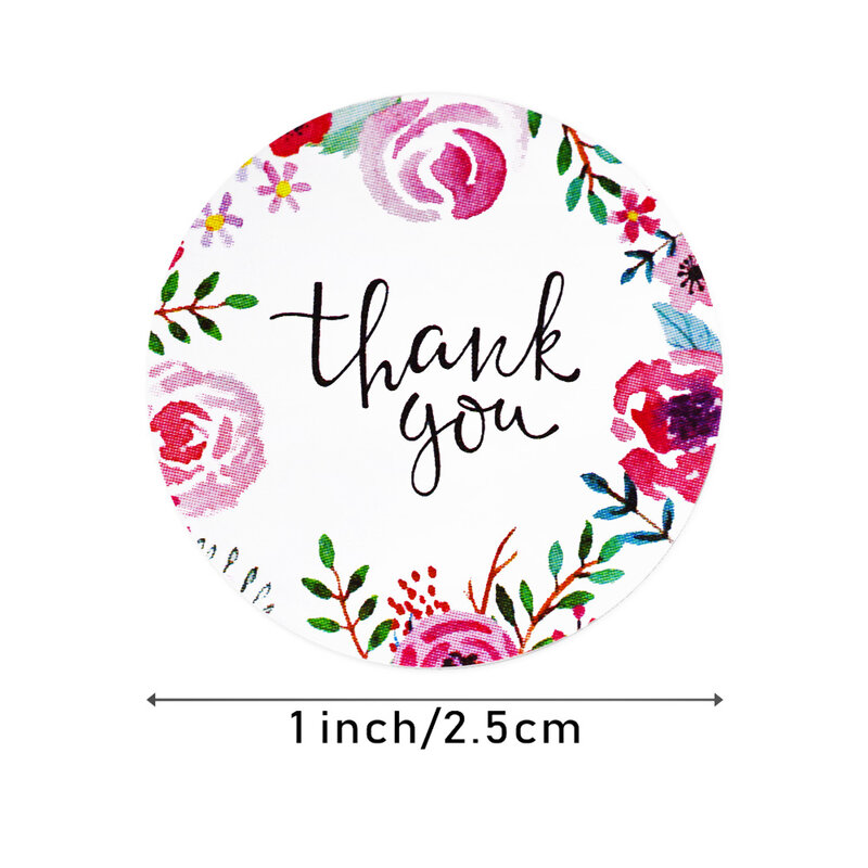 500pcs/roll Pretty Floral Thank You Stickers Seal Label for Wedding Favor Party Handmade Envelope Stationery Round Sticker