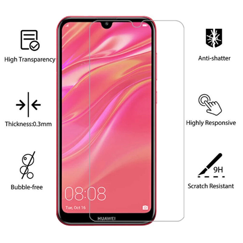 Закаленное стекло для Huawei Y7 2019 y7pro 2019, 2 шт., Защитная пленка для экрана huawei y7 2019 Y7 Pro 2019, Защитное стекло для телефона