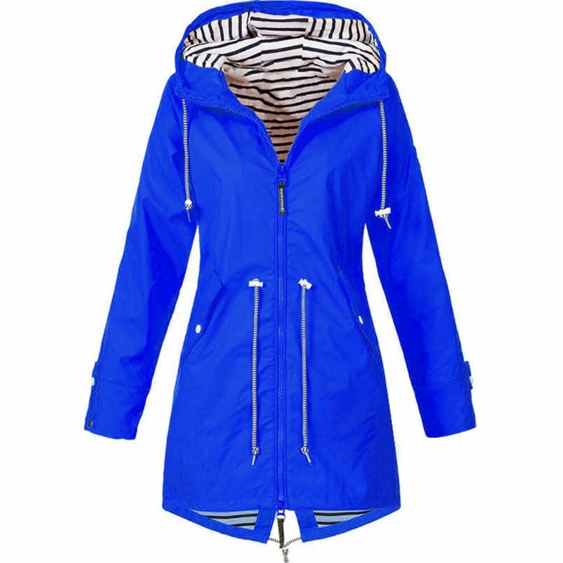 스포츠 캠핑 하이킹에 대 한 여자 방수 비 재킷 긴 소매 비옷 스포츠 용 재킷 주머니 S-5XL 후드 트렌치 코트