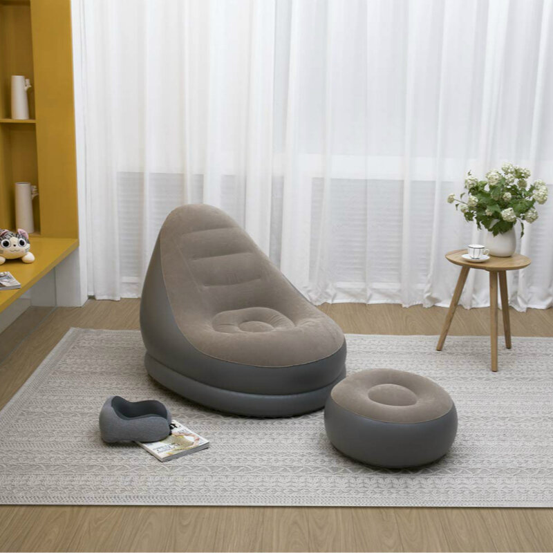 Sofá inflable para exteriores, silla pequeña para interiores, taburete flocado, individual, cama y salón