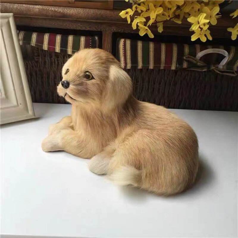 Cute Yellow Puppy Doll Simulation Dog Desktop Home Decoration Children Birthday Gift Christmas Halloween Pet Toy Photography Pro