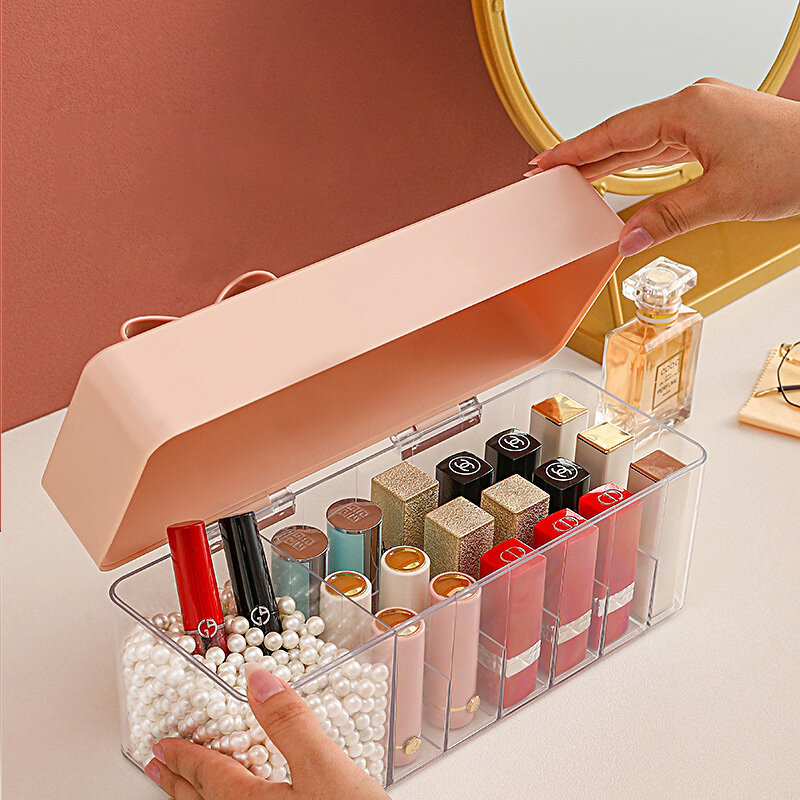ins lipstick storage box girl's heart multi-cell lipstick box with lid dust-proof lipstick storage box for cosmetics #1