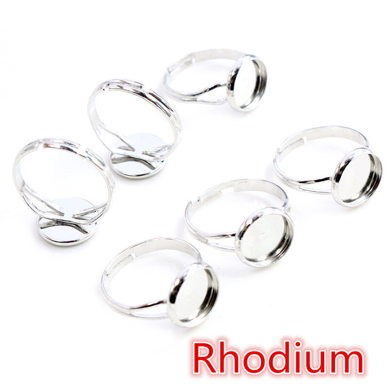 10 pçs/lote ajustável anel em branco base ajuste diâmetro 10 12 14 16 18 20 mm cabochons de vidro cameo configurações bandeja diy jóias fazendo anel