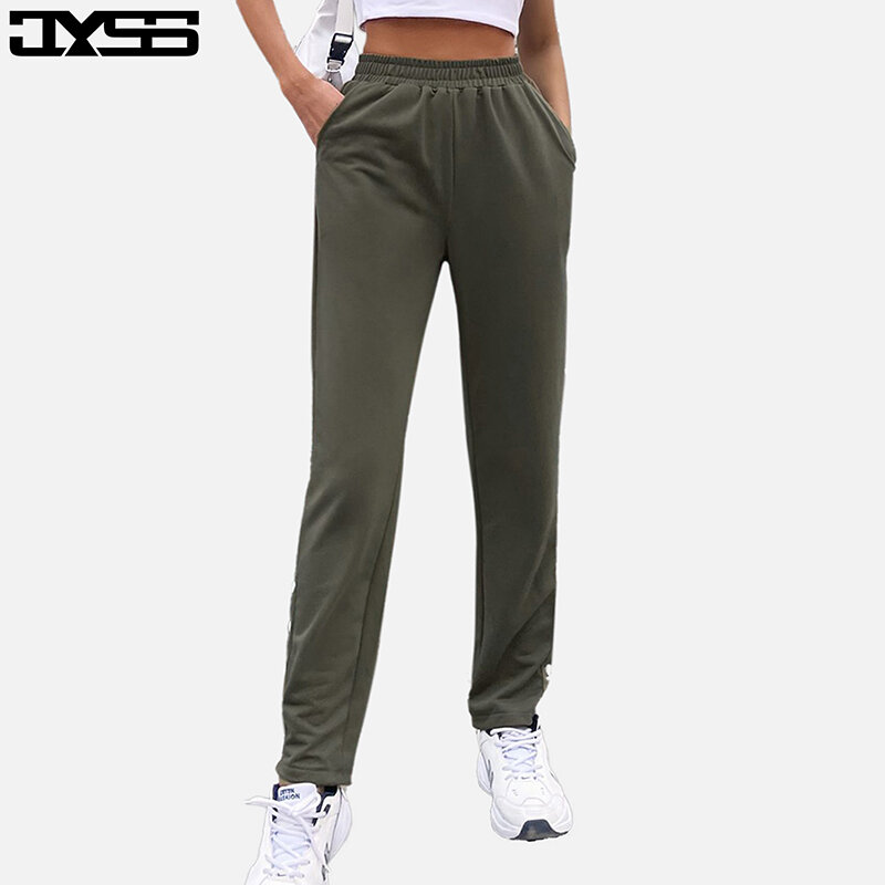 JYSS streetwear frauen hosen elastische taille armee grün bleistift hosen frauen hohe taille casual hosen 82327