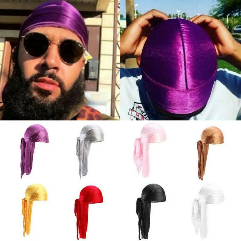 Unisex Men Women Bandana Durag Headwear Headwear Silk Pirate Cap Wrap Hats