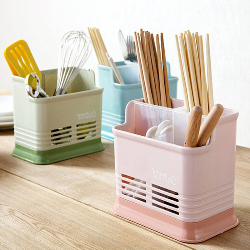 Caixa de armazenamento de talheres de cozinha de plástico utensílio titular faca garfo colher pauzinhos secagem rack organizador utensílios de mesa escorredor