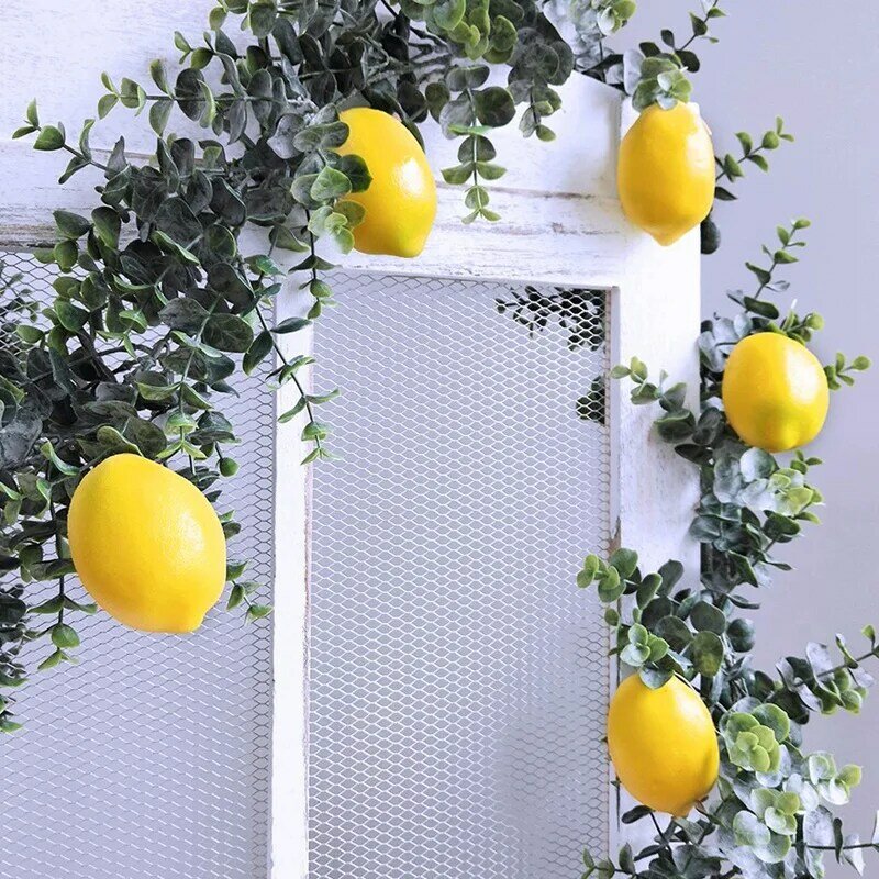 Lemons falsos de frutas em amarelo, 20 peças lemons artificiais de frutas em amarelo