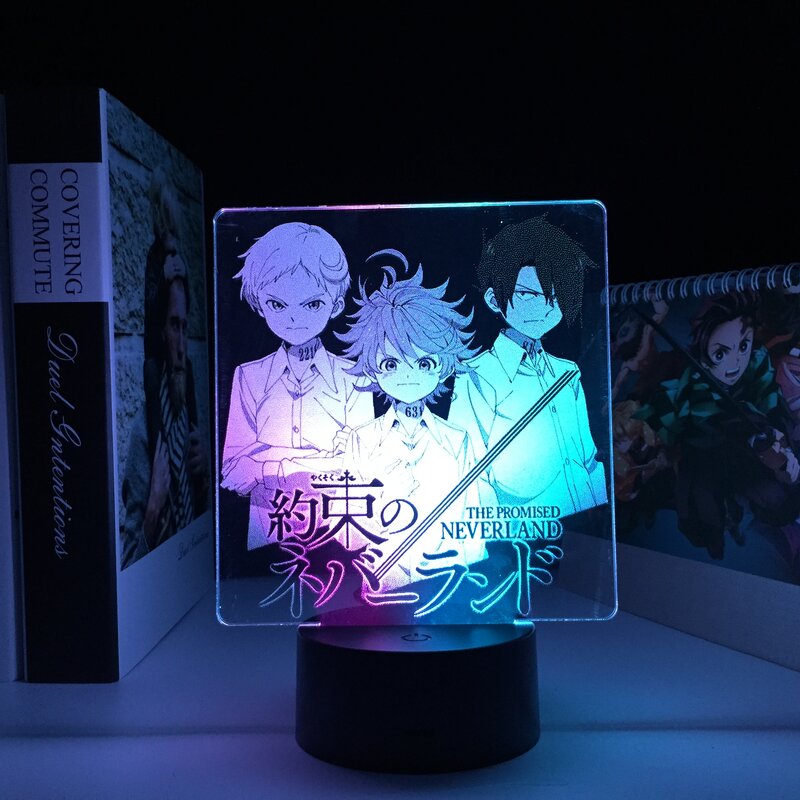 Anime figura 3d led night light prometido neverland para presente de aniversário decoração do quarto luz dois tons colorido manga lâmpada de acrílico