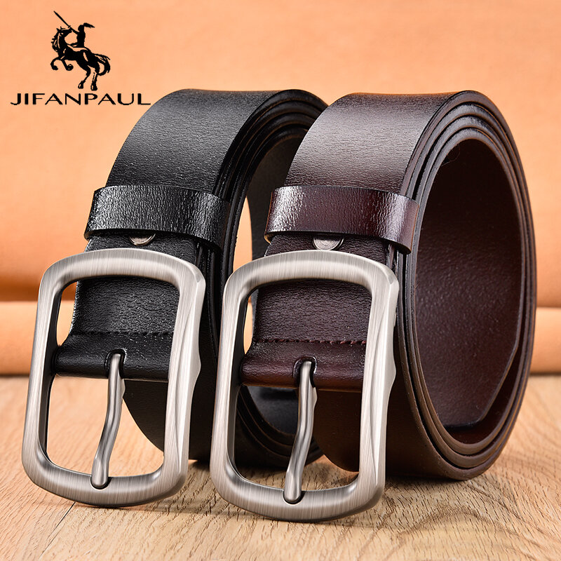Jifanpaul Asli Leather Belt Fashion Kulit Ikat Pinggang untuk Pria Kasual Retro Mewah Merek Pria Jeans Gesper Belt Free Shpping