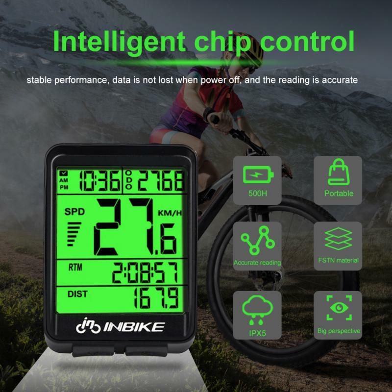 INBIKE 2.8 inch Bike Wireless Computer Wireless MTB Bike Cycling Odometer Stopwatch Speedometer Watch LED Digital Rate