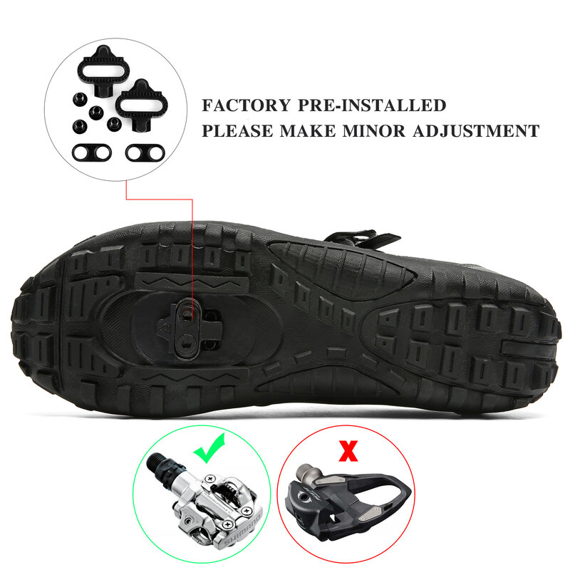 Mens Cycling Shoes with Spd Cleats Compatible SHIMANO Pedals Breathable and Comfortable MTB Bicycle Shoes with Buckle Black Size