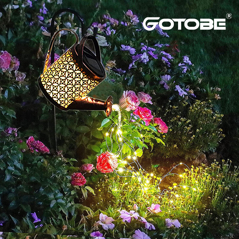 Solar de ferro forjado oco chaleira lâmpada projeção à prova dwaterproof água led ao ar livre paisagem iluminação gramado lâmpada decoração do jardim luz