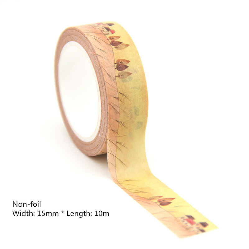 1 개/몫 15MM * 10M 가을적인 equinox 노란색 잎 washi 테이프 마스킹 테이프 장식 스티커 DIY 편지지 학교 공급
