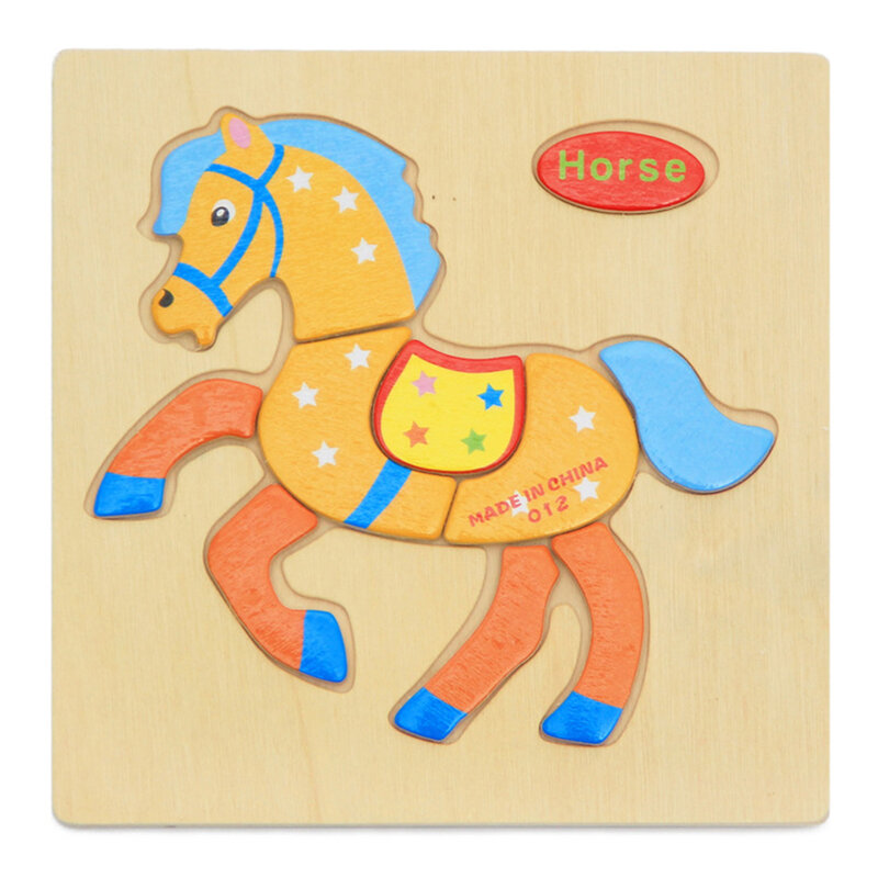 Wooden Cute 3D Puzzle Jigsaw Kids Children Cartoon Animal Intelligence Educational Toy