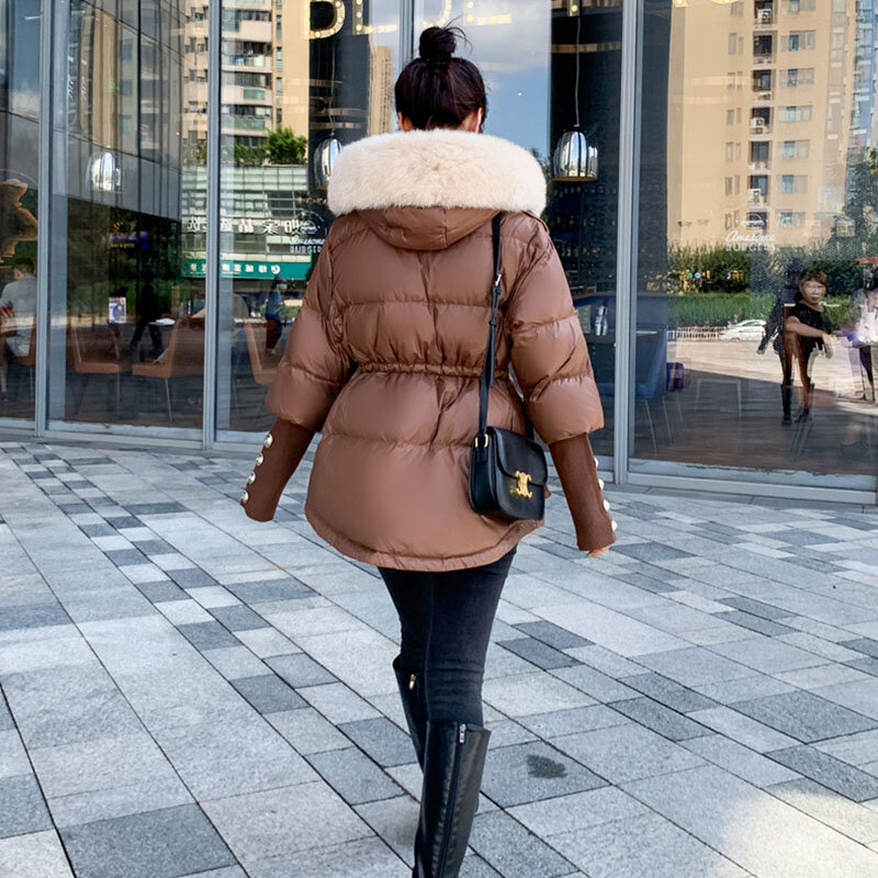 女性のためのフード付きのエレガントなタイトなニットジャケット,ファッショナブルなプラスサイズのコート,白いパッド入り,暖かい服,2021,g453
