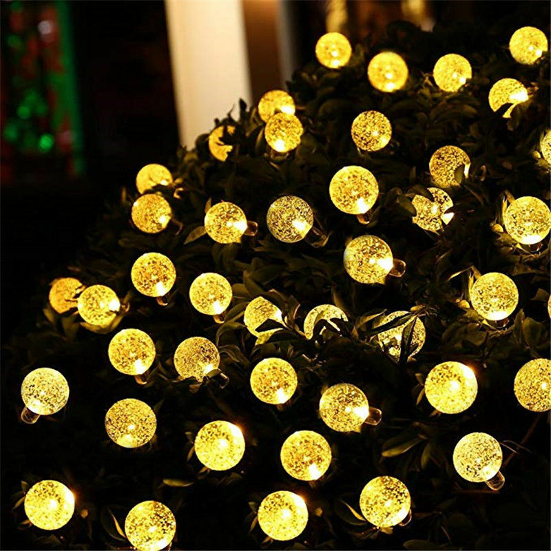 Światełka sznurkowe kryształowe kule 20/50 LED 5 m/10 m, lampa słoneczna, nowość, światła choinkowe, girlanda, do ogrodu, na zewnątrz, ozdoba świąteczna