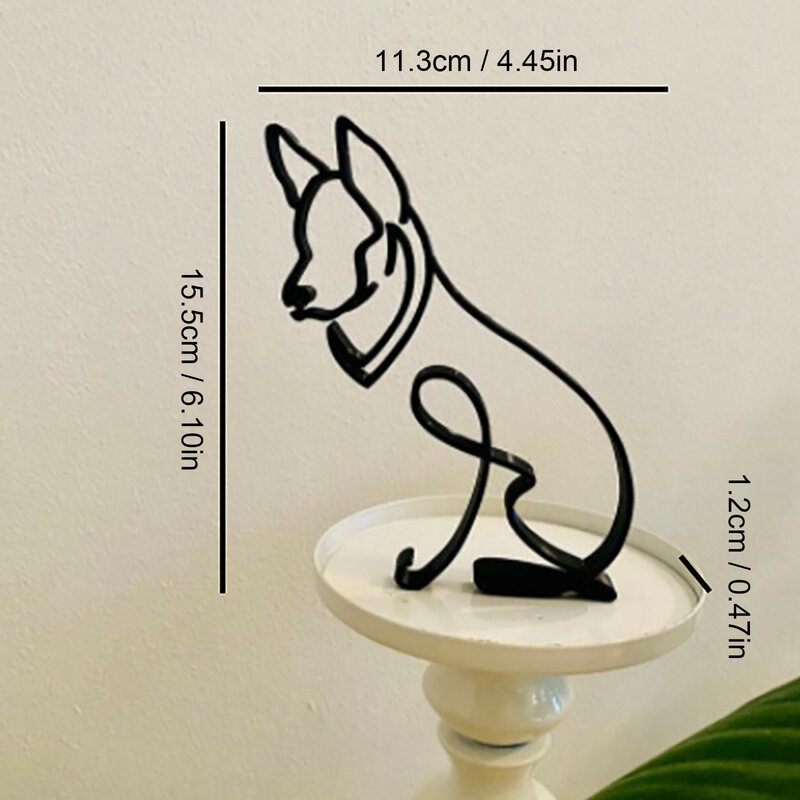 Dog Minimalist Art Sculpture Personalized Gift Metal Decor Modern Home Decoration Office Accessories Cute Cartoon Table Ornament