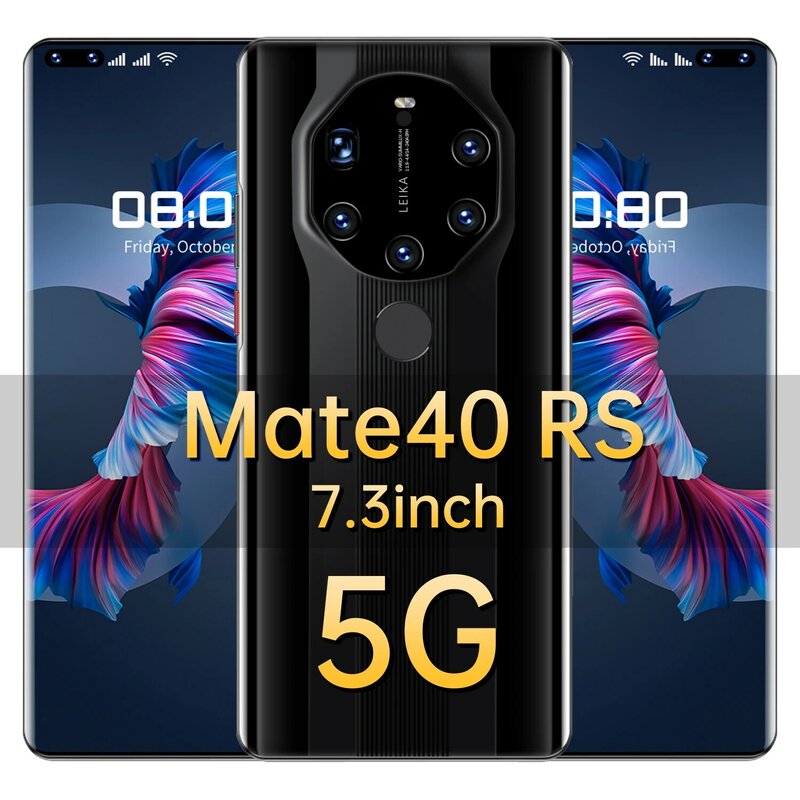 2021 versão global smartpone novo mate40 rs 16g 512g android10 desbloqueado 6800mah snapdragon 888 impressão digital de identificação facial