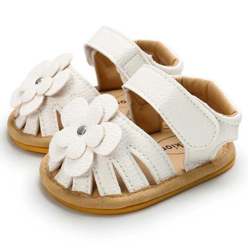 รองเท้าหนังนุ่มลื่นน่ารักดอกไม้แบนรองเท้าเด็กวัยหัดเดินเด็กทารก GirlsSummer รองเท้าเด็กแรก Walkers ...