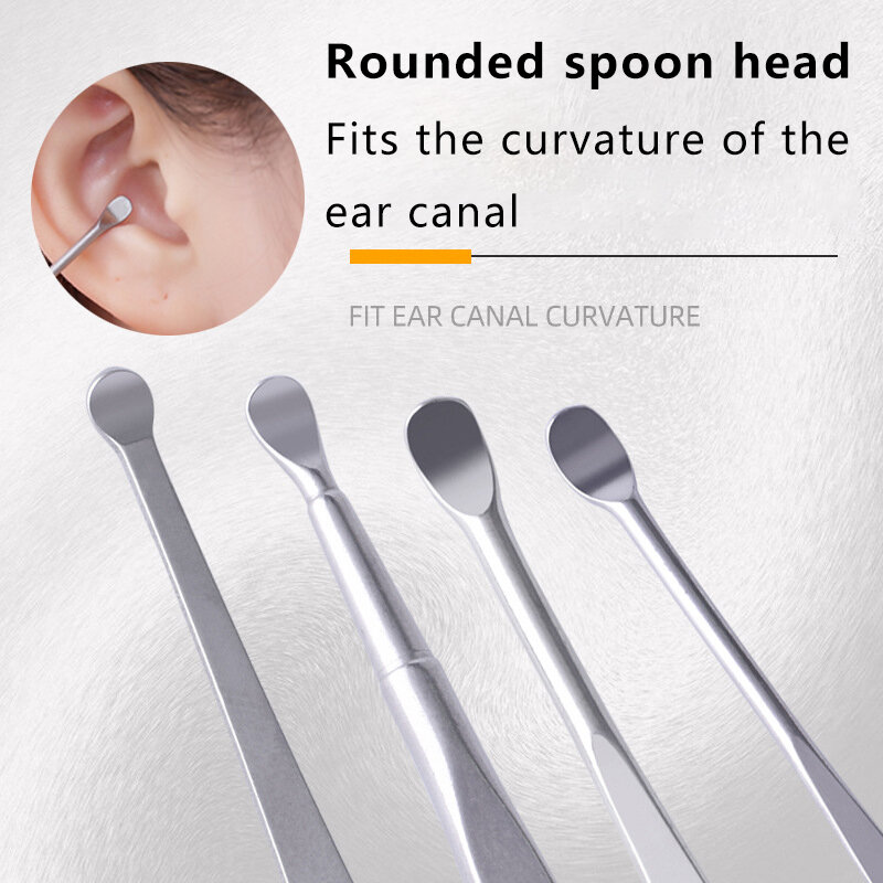 8 pçs premium orelha picadores de cera de aço inoxidável picaretas de orelha remoção de cera removedor de curette cleaner ferramenta de cuidados com a orelha picareta ferramentas de beleza