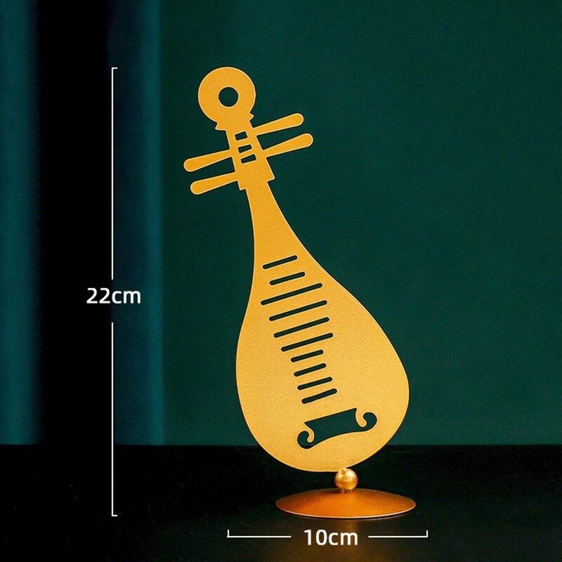 Mini nota modelo de oficina forjado artesanías de hierro Metal Piano de oro instrumento Musical Pipa arte estatua decoración del hogar