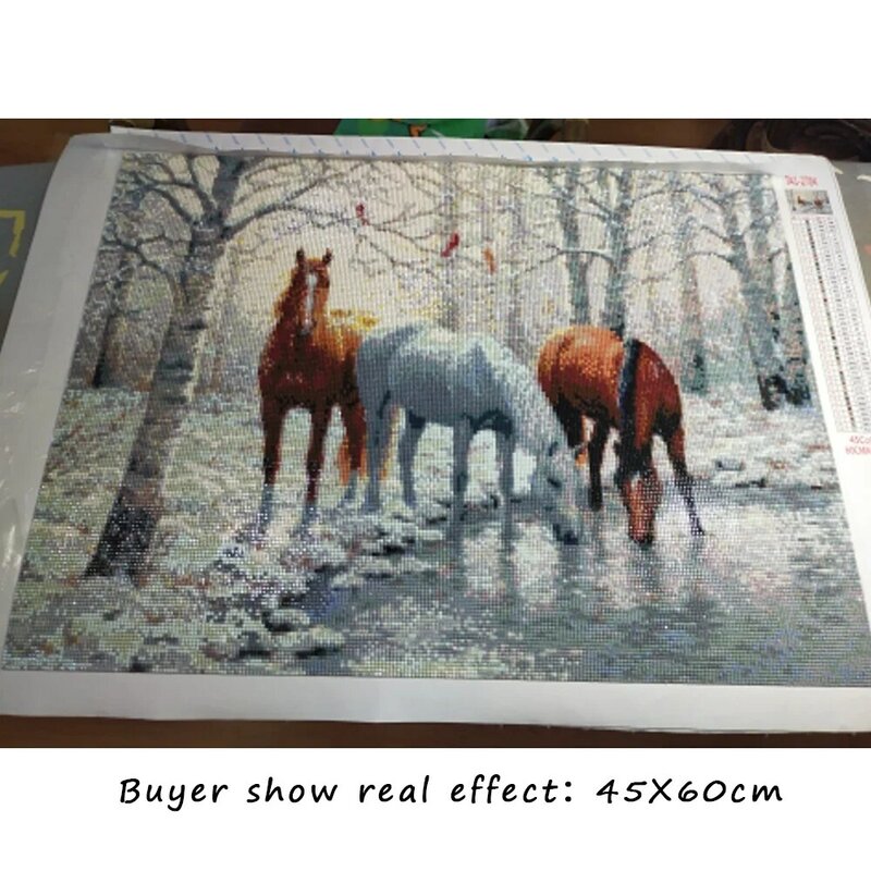 Evershine 5D diamentowe malowanie konia ścieg krzyżykowy zwierzęta mozaika haft pełny zestaw zimowe zdjęcia ze strasu dekoracji domu