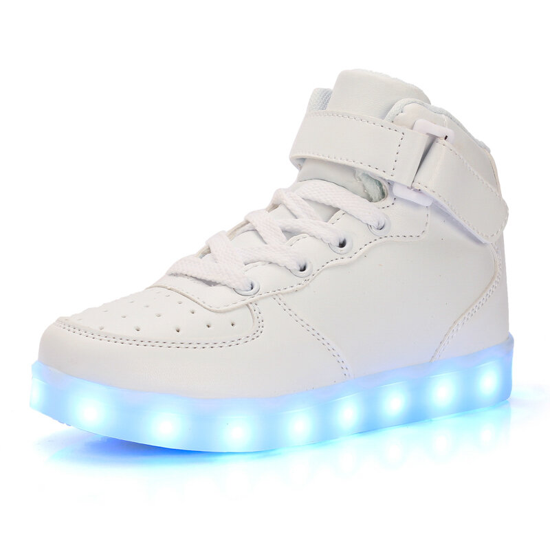 2020 kinder Led Usb Lade Schuhe Glowing Turnschuhe Kinder Haken Schleife Leucht Schuhe für Mädchen Jungen Männer Frauen Skate LED schuhe