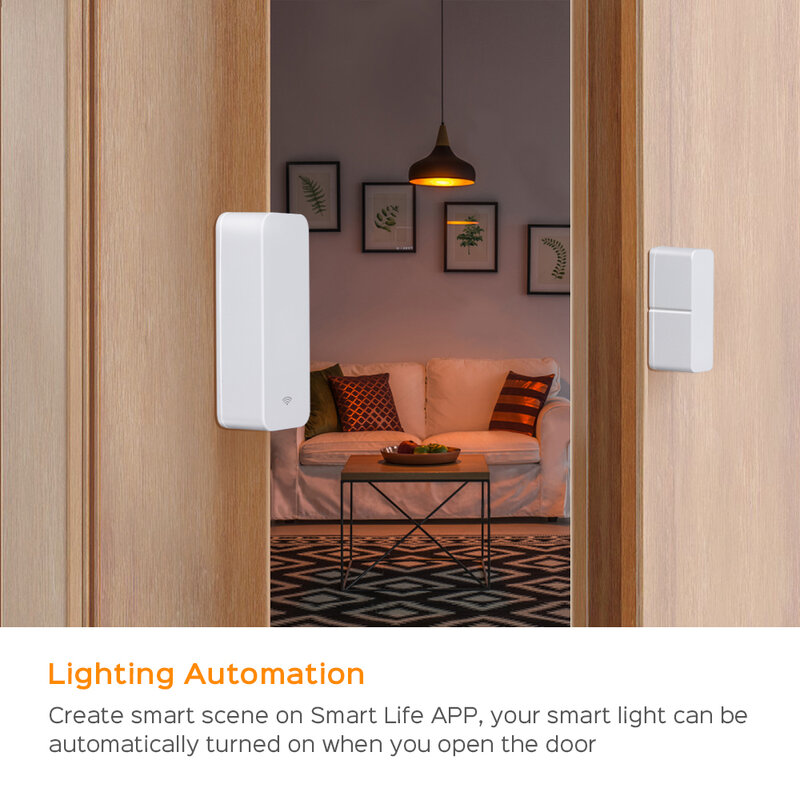 Sensor de puerta con WiFi para el hogar, detector de apertura/cierre de puerta inteligente, aplicación Smartlife, funciona con Google Home