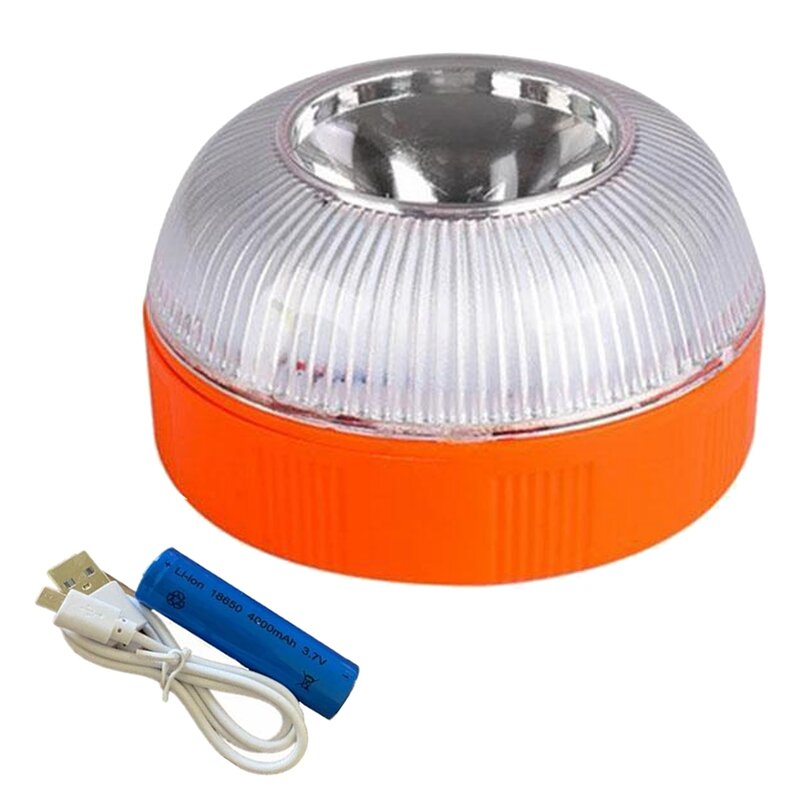 V16 Lampu Darurat Mobil USB Rechargable Lampu Suar Darurat LED Lampu Peringatan Jalan Berkedip untuk Mobil Perahu Truk Laut