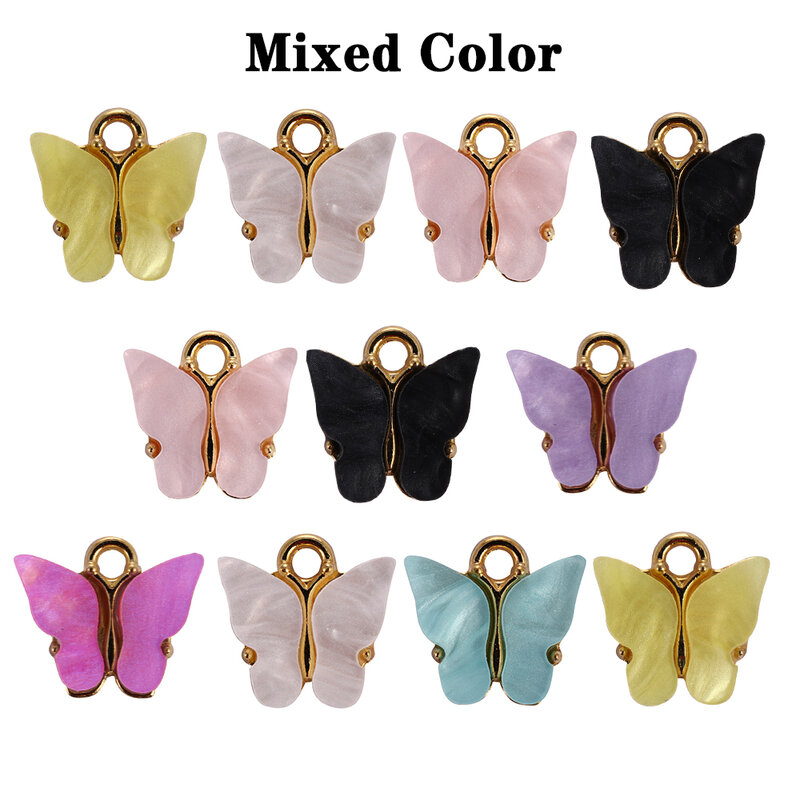 10Pc Butterfly Setting Acrylic Charms Lovely Animal Pendant Handmade Jewelry for DIY Necklace Earrings Marking Handmade Supplies