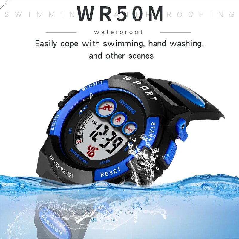 Synoke esportes crianças assistir estudantes relógios natação à prova dwaterproof água led relógio digital meninos meninas relógio eletrônico relojes
