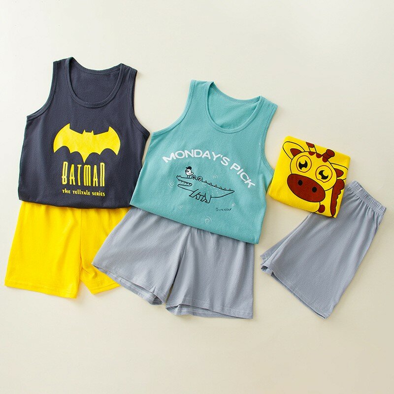 Children Clothes Sets Baby Boy Summer Clothes Clothing Suits For Kids Boys Girls 3 4 5 6 7 8 9 10 11 years old Vest+shorts