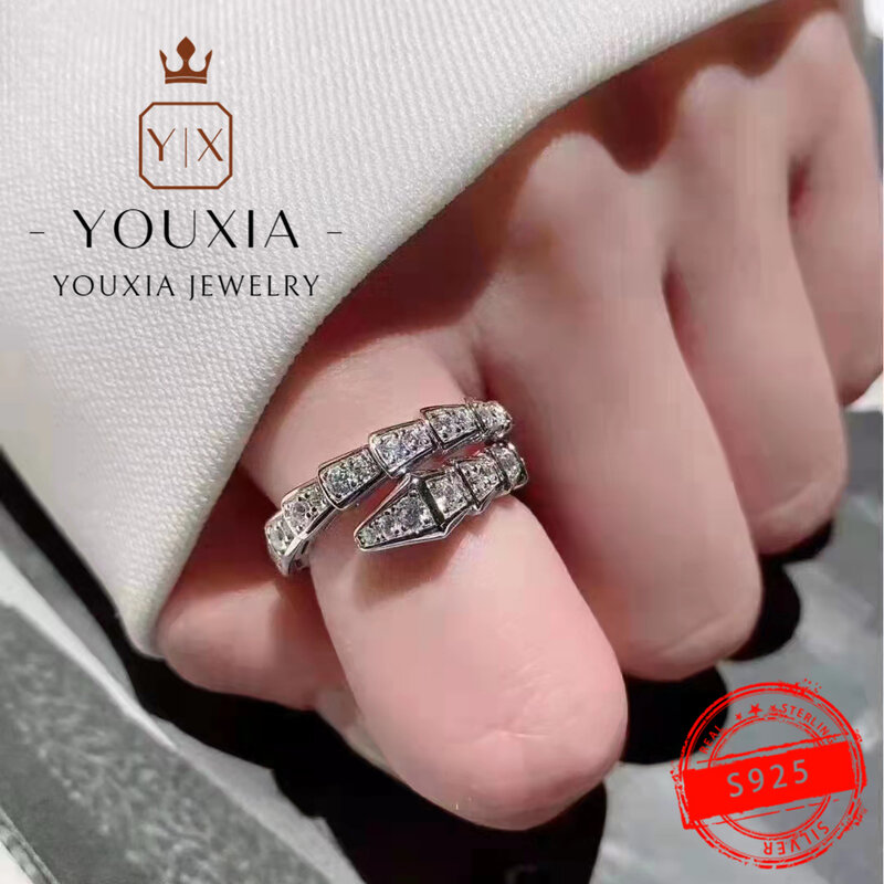 BVL 반지 1:1 925 스털링 실버 반지 맞춤형 뱀 모양의 반지 맞춤 디자인 패션 반지 로고