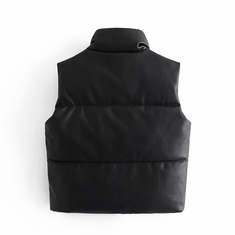 Женский кожаный укороченный жилет с хлопковой подкладкой, винтажная Верхняя одежда без рукавов, уличная одежда, 2021
