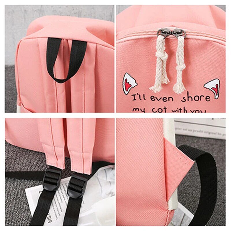 Школьный ранец для девочек 4 шт./компл., женские рюкзаки из нейлона в стиле пэчворк, школьная сумка для учеников средней школы, композитная су...