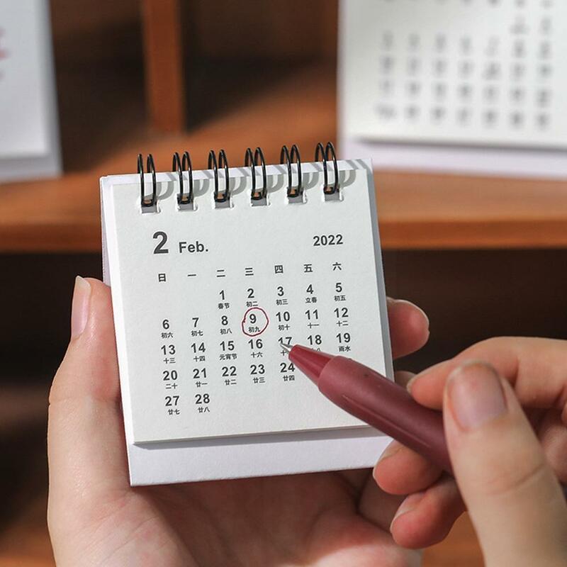 2022 Kalender Meja Mini Berdiri Kalender Flip Perencana Meja Bulanan Harian Kalender Meja Lucu Jadwal Hal-hal untuk Meja K9M5