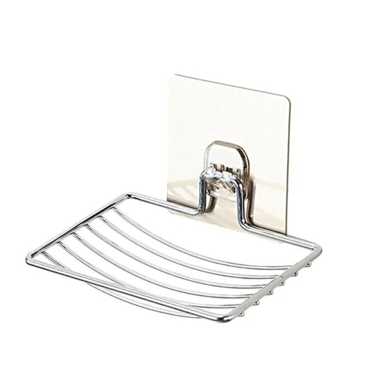1 Pcs Stainless Steel Soap Dish Drain Wall Hanging Soap Holder Bathroom Shelf Sucker Shower Tray Bathroom Accessories