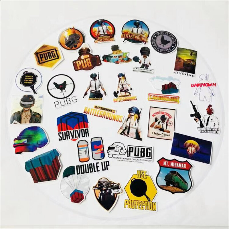 30Pcs/set Game PUBG Stickers Cosplay Prop Accessories PVC Decal waterproof Sticker For Skateboard Laptop