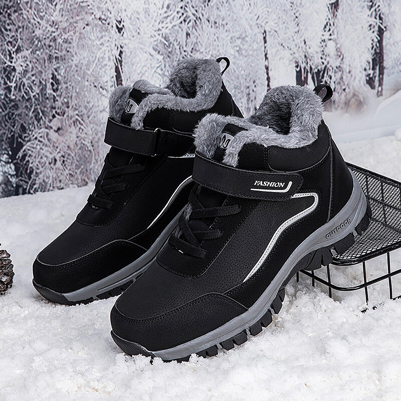 Sepatu Bot Pria Musim Dingin Merek Baru 2021 Sepatu Bot Salju Mewah Super Hangat Kulit Mode Sepatu Bot Berjalan Antiselip Luar Ruangan Ukuran Besar
