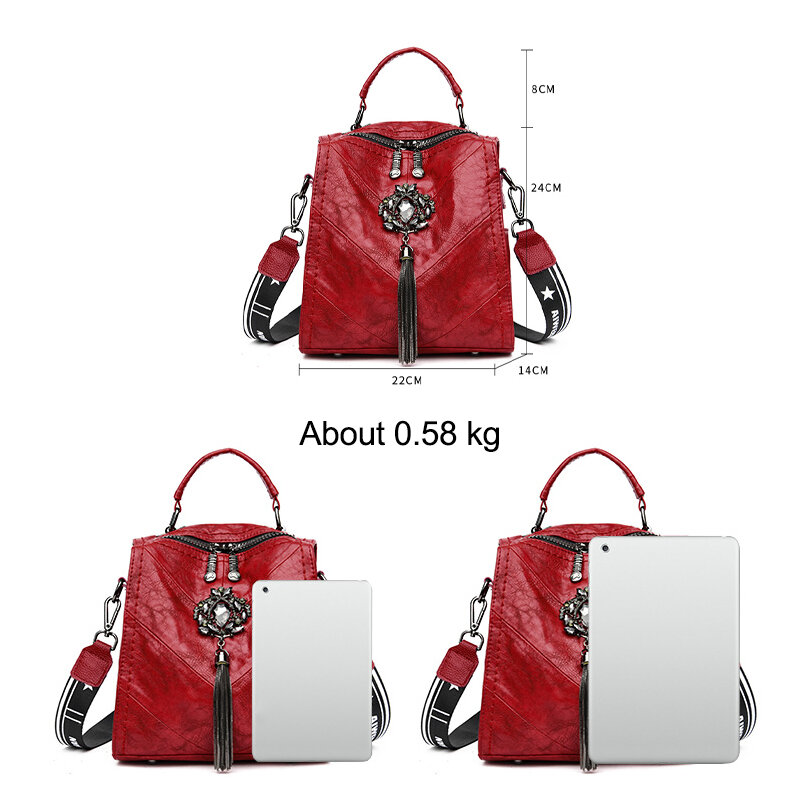 Zaino Casual OLD TANG Fashion per donna 2021 nuova borsa da scuola per ragazze adolescenti nappe borsa a tracolla da viaggio piccola in pelle Mochila