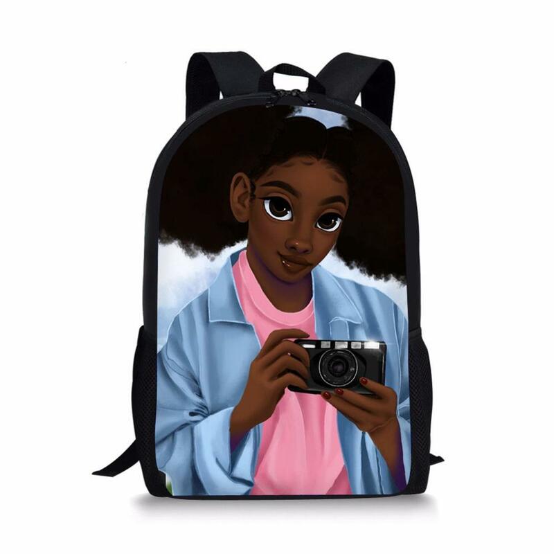 Afrykański plecak Cartoon afrykańskie czarne dziewczyny wzór tornister dzieci śliczna torba na książki nastolatek torebki szkolne dla dziewcząt Mochila