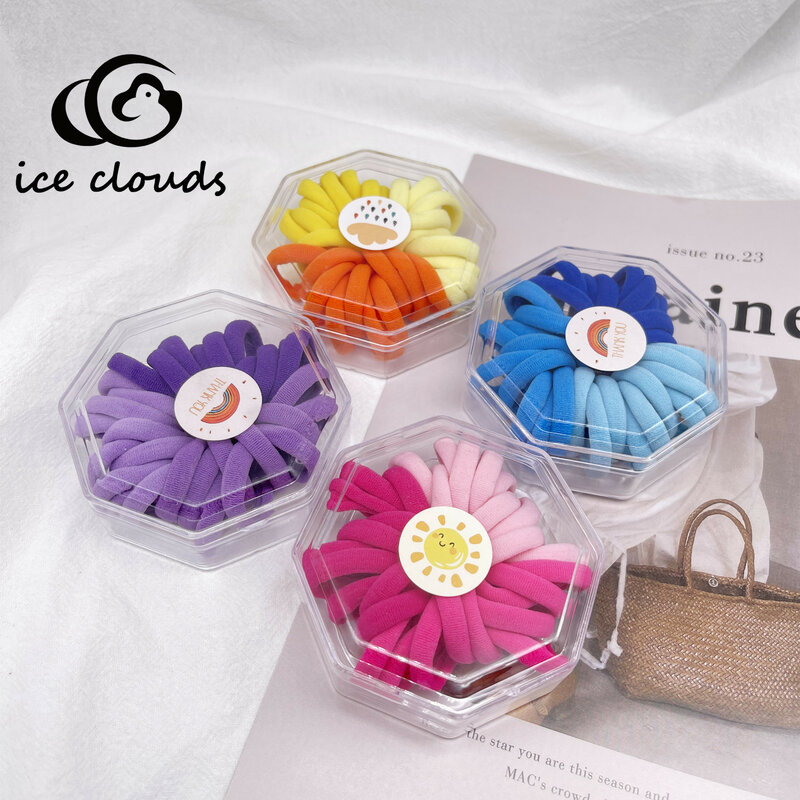 ICECLOUDS 50/pz/scatola ragazza colorata carino elastico HairBand bambini coda di cavallo elastico fascia copricapo accessori per capelli moda