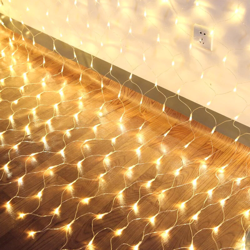 شبكة تعمل بمصابيح Led شبكة سلسلة ضوء خلفية المنزل في الهواء الطلق حديقة عيد الميلاد تزيين 1.5x1.5M 3x2 6x4M الجنية النجوم حفل زفاف جارلاند مصباح