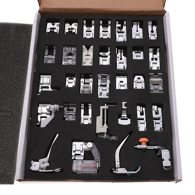 Kit de calcador doméstico de máquina de costura doméstica de de 32 peças com caixa para janom de cantor