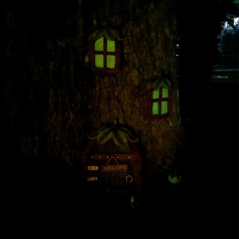 Fairy Garden ตกแต่งเครื่องประดับเรืองแสงใน Dark เรซิ่น Miniature ประตูหน้าต่าง Street สถานะไฟสำหรับ Garden