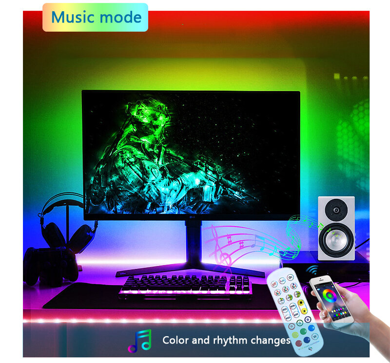 Светодиодная ленсветильник RGB 12 В постоянного тока с музыкой, Wi-Fi/Bluetooth, RGBW, светодиодный контроллер RGBWW для светодиодных лент 5050, 2835, iOS и Android