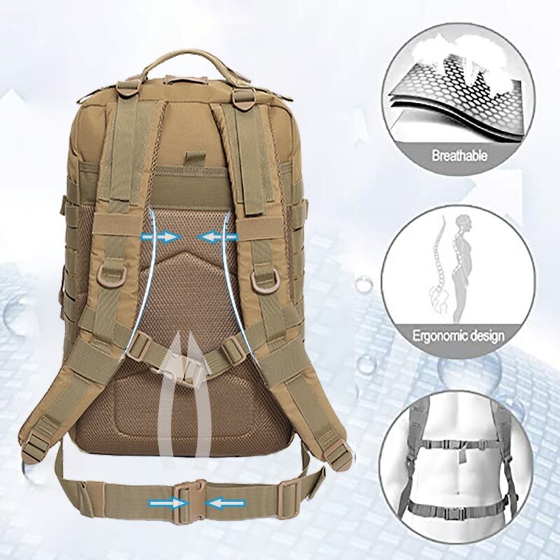 40L Military Tactical Backpack Large Army 3 Day Assault  Nylon Pack Molle Bag Backpacks