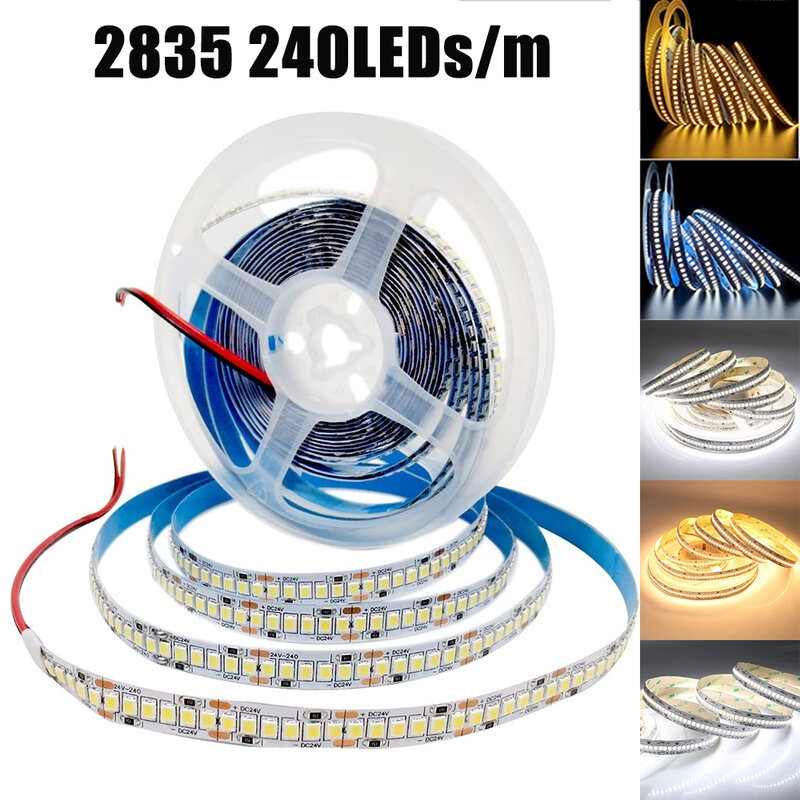 DC12V 5M LED Strip Light SMD 5050 5054 2835 5630 Waterproof  Flexible LED Tape 60 120 240 480LEDs/m Warm Cold White Home Decor