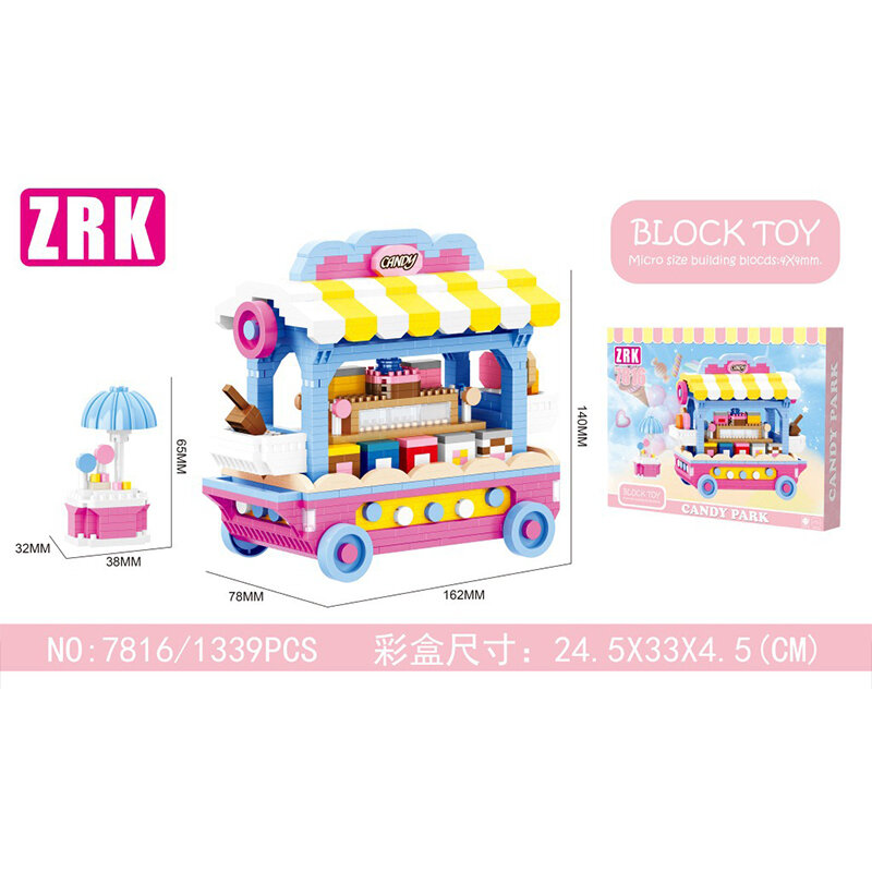 Бесплатная доставка ZRK 7815 7816 7817 DIY Мини Строительные блоки 2019 новый продукт игра конфеты мороженое автомобиль игрушки подарок для детей дево...