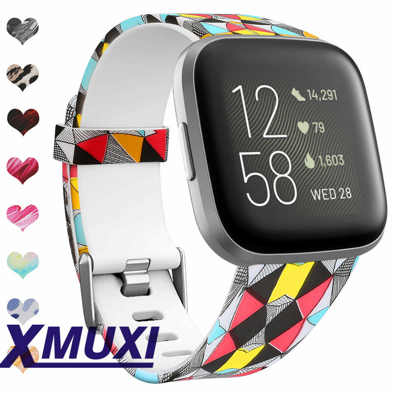 Flora Bands For Fitbit Versa /Versa 2/ Lite/SE Fadeless Pattern Printed Bands Classic Soft Watch Bands for Fitbit Versa 61023